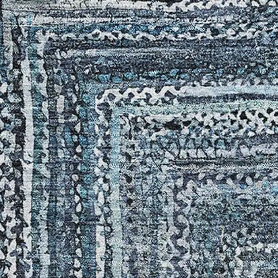 Blue And Gray Geometric Washable Area Rug With UV Protection Photo 2