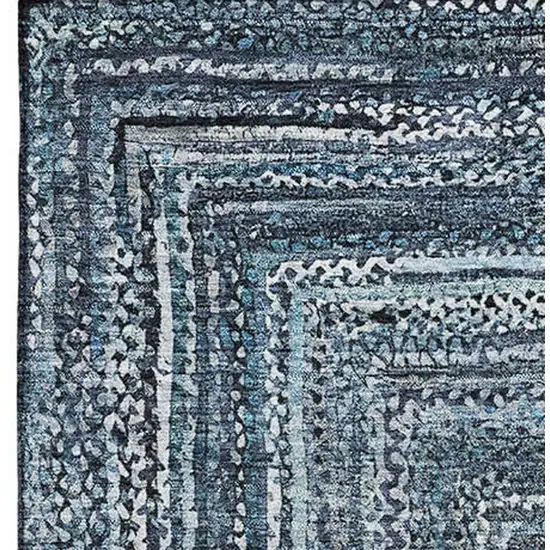 Blue And Gray Geometric Washable Area Rug With UV Protection Photo 3