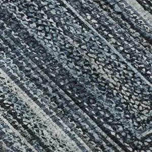 Photo of Blue And Gray Geometric Washable Area Rug With UV Protection