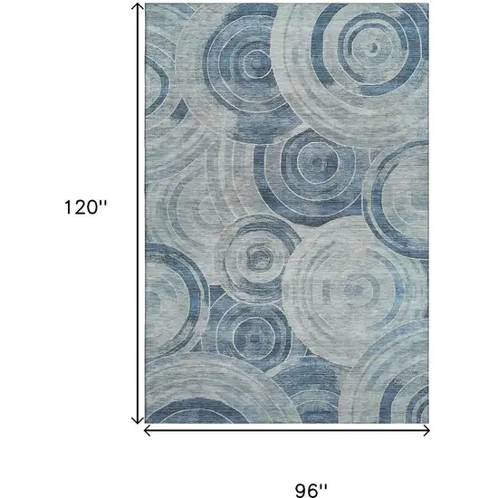 Blue And Gray Geometric Washable Area Rug With UV Protection Photo 9