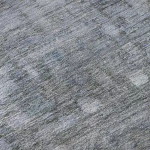 Photo of Blue And Gray Geometric Washable Area Rug With UV Protection
