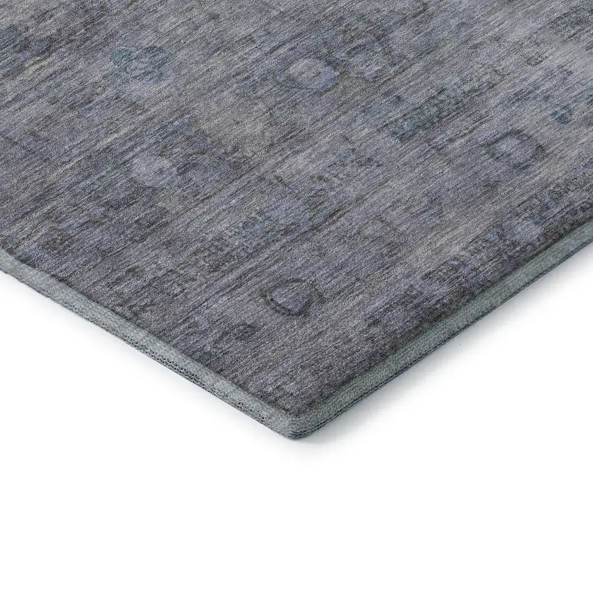 Blue And Gray Geometric Washable Area Rug With UV Protection Photo 7