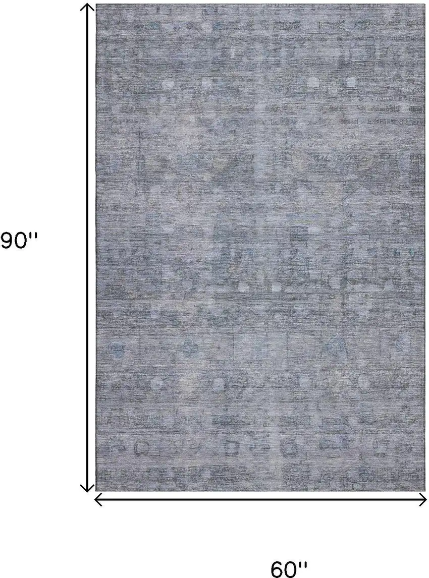 Blue And Gray Geometric Washable Area Rug With UV Protection Photo 9