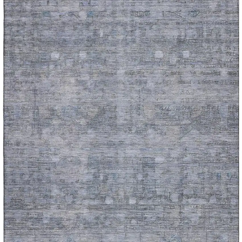 Blue And Gray Geometric Washable Area Rug With UV Protection Photo 3