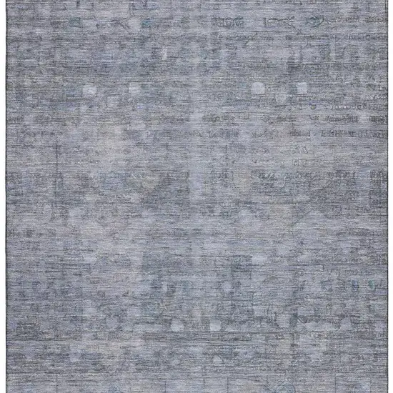 Blue And Gray Geometric Washable Area Rug With UV Protection Photo 3