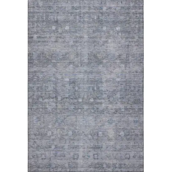Blue And Gray Geometric Washable Area Rug With UV Protection Photo 3