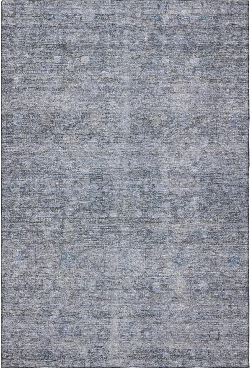 Blue And Gray Geometric Washable Area Rug With UV Protection Photo 3