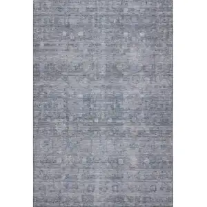 Photo of Blue And Gray Geometric Washable Area Rug With UV Protection