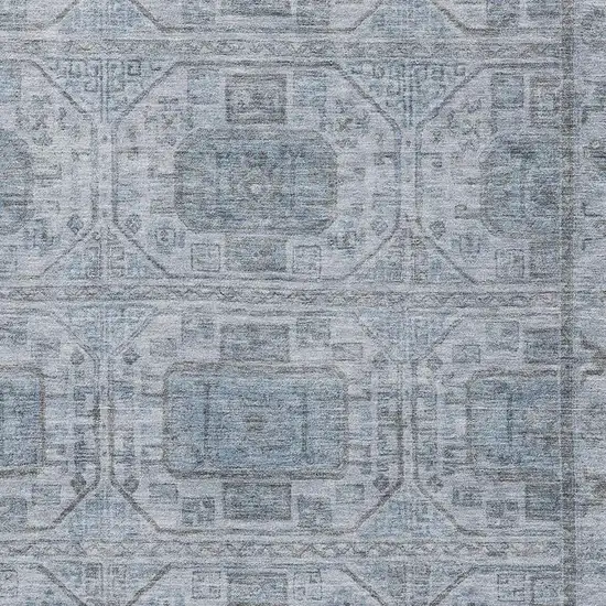 Blue And Gray Geometric Washable Area Rug With UV Protection Photo 3