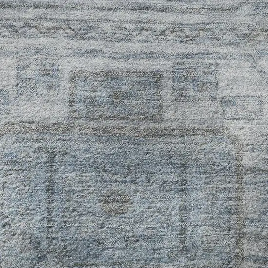 Blue And Gray Geometric Washable Area Rug With UV Protection Photo 8