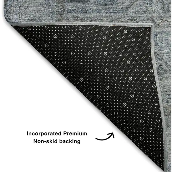Blue And Gray Geometric Washable Area Rug With UV Protection Photo 7
