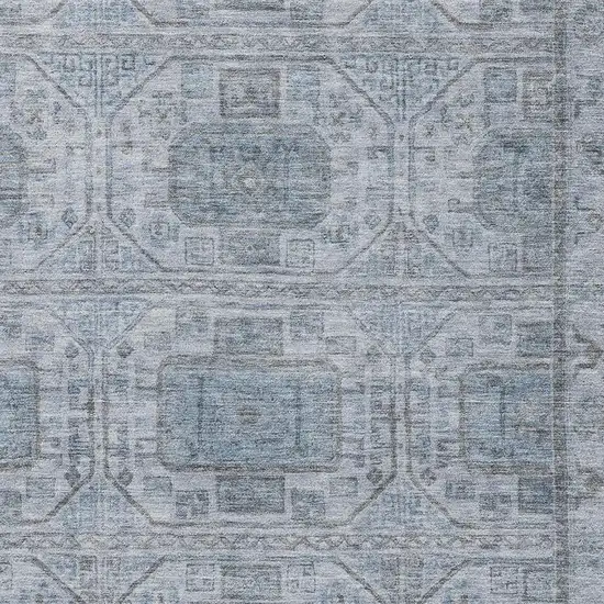 Blue And Gray Geometric Washable Area Rug With UV Protection Photo 3