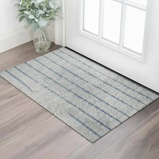 Blue And Gray Geometric Washable Area Rug With UV Protection Photo 2