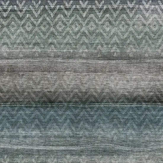 Blue And Gray Geometric Washable Area Rug With UV Protection Photo 3