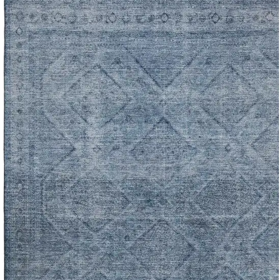 Blue And Gray Geometric Washable Area Rug With UV Protection Photo 4