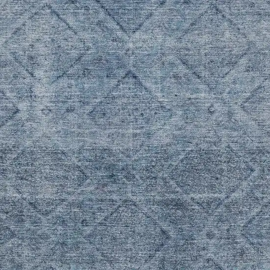 Blue And Gray Geometric Washable Area Rug With UV Protection Photo 3