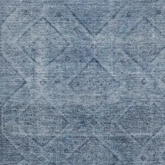Blue And Gray Geometric Washable Area Rug With UV Protection Photo 3