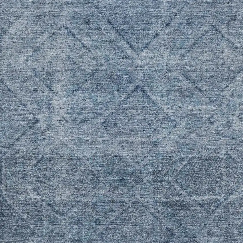 Blue And Gray Geometric Washable Area Rug With UV Protection Photo 3
