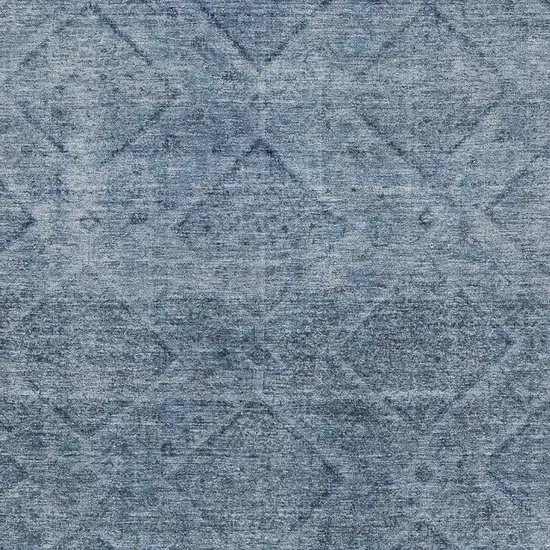 Blue And Gray Geometric Washable Area Rug With UV Protection Photo 3