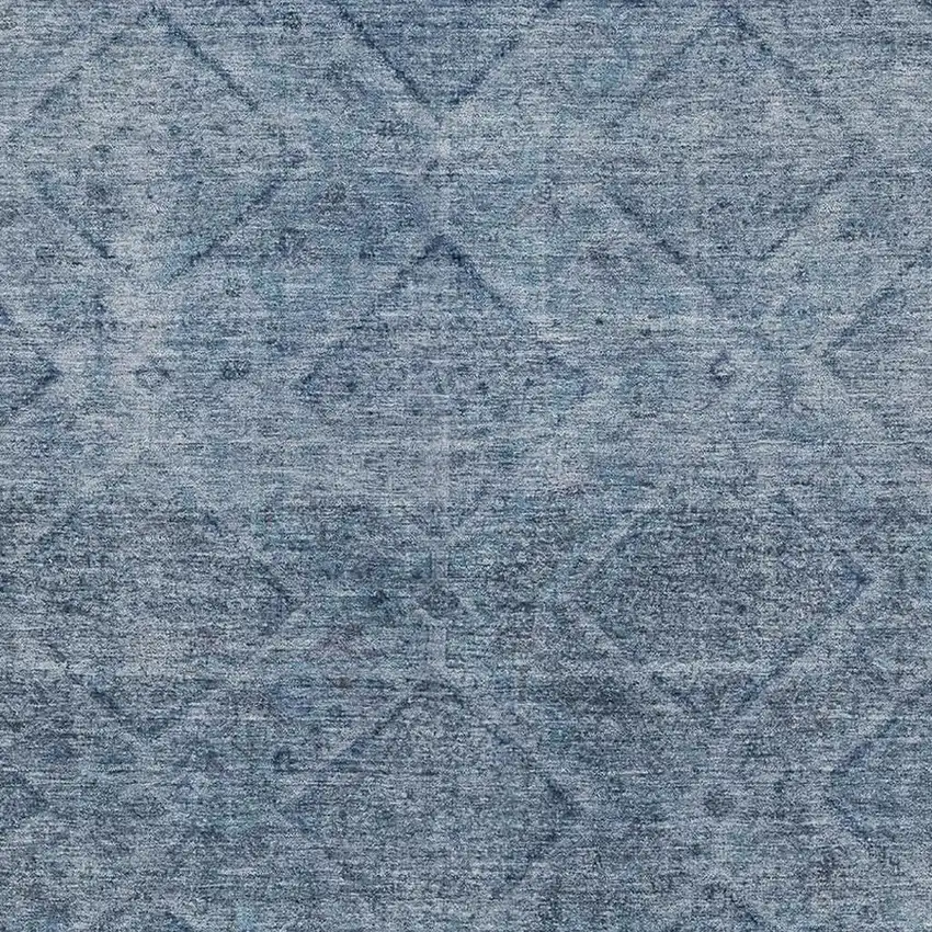 Blue And Gray Geometric Washable Area Rug With UV Protection Photo 3