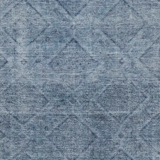 Blue And Gray Geometric Washable Area Rug With UV Protection Photo 3