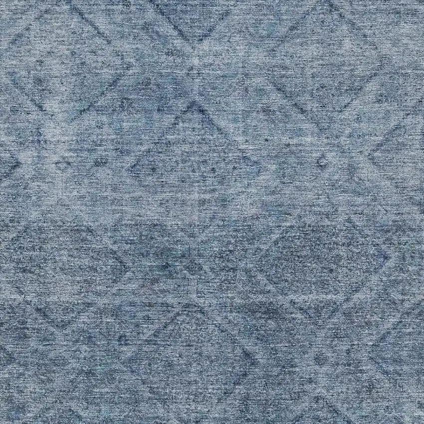 Blue And Gray Geometric Washable Area Rug With UV Protection Photo 3