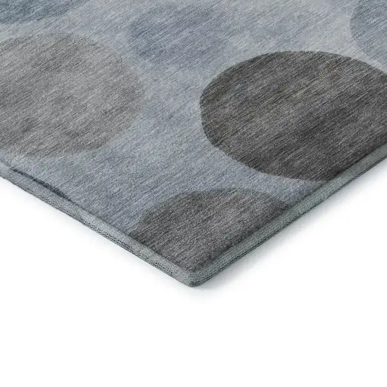 Blue And Gray Geometric Washable Area Rug With UV Protection Photo 7