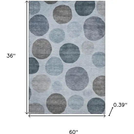 Blue And Gray Geometric Washable Area Rug With UV Protection Photo 9