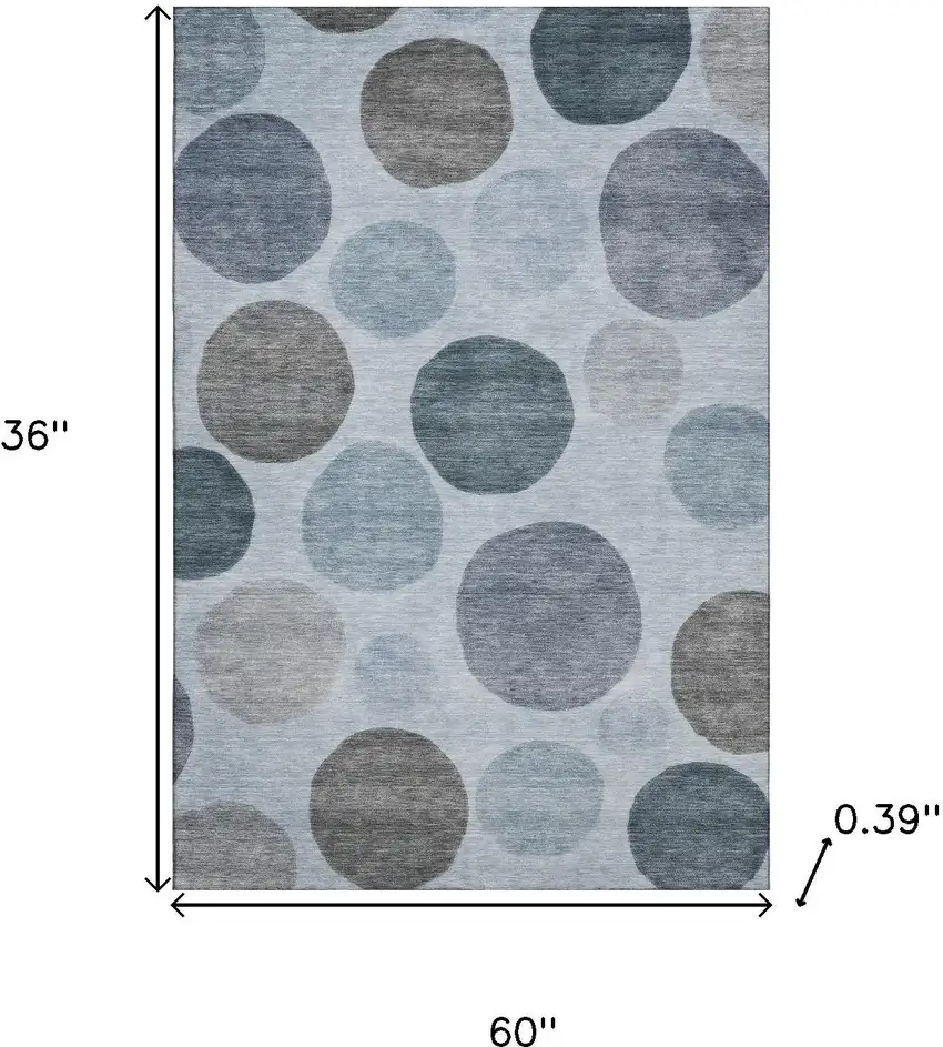 Blue And Gray Geometric Washable Area Rug With UV Protection Photo 9