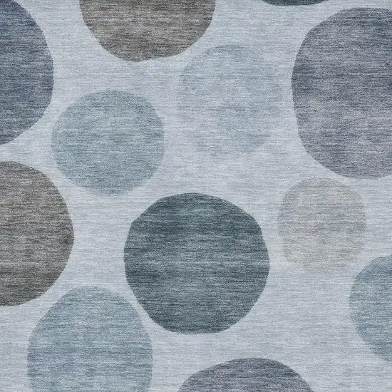 Blue And Gray Geometric Washable Area Rug With UV Protection Photo 3