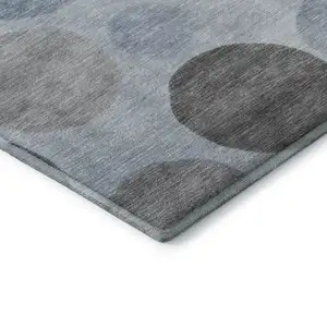 Photo of Blue And Gray Geometric Washable Area Rug With UV Protection