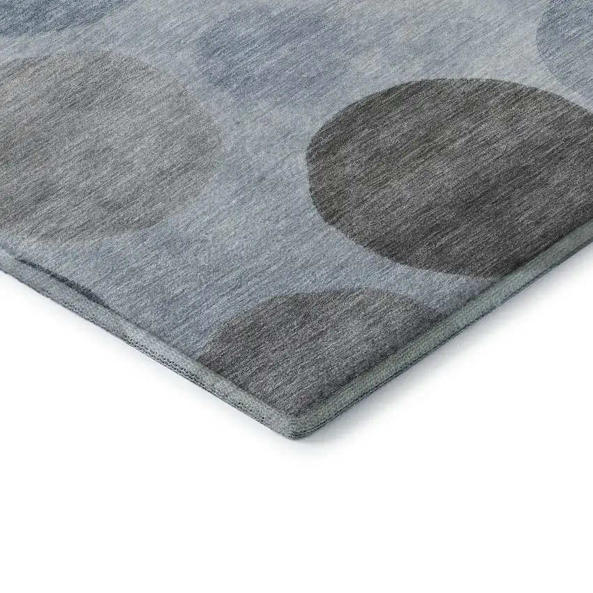 Blue And Gray Geometric Washable Area Rug With UV Protection Photo 7