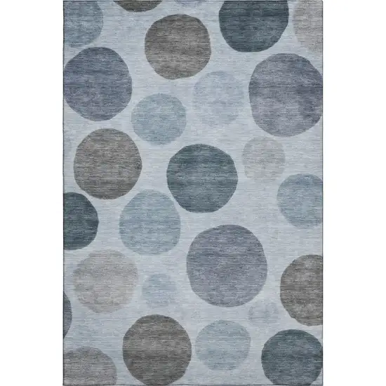 Blue And Gray Geometric Washable Area Rug With UV Protection Photo 1