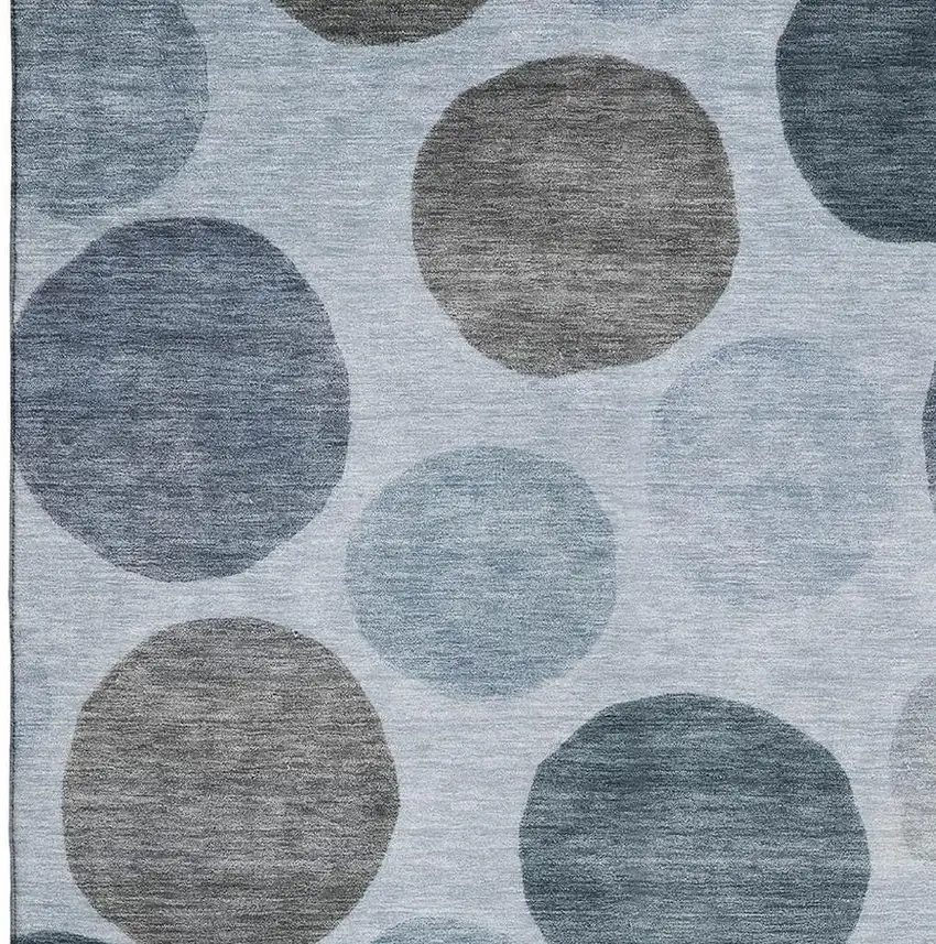 Blue And Gray Geometric Washable Area Rug With UV Protection Photo 3
