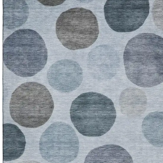 Blue And Gray Geometric Washable Area Rug With UV Protection Photo 4