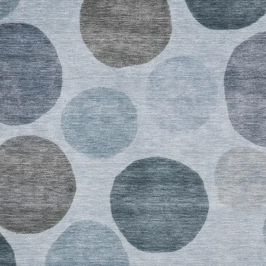 Blue And Gray Geometric Washable Area Rug With UV Protection Photo 7