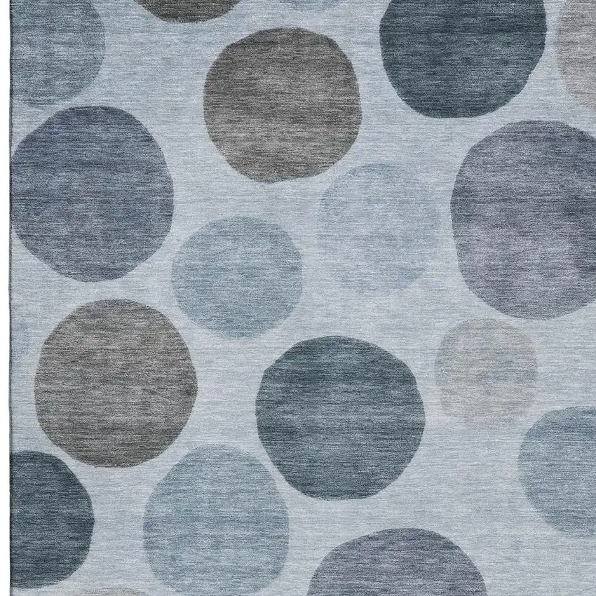 Blue And Gray Geometric Washable Area Rug With UV Protection Photo 8