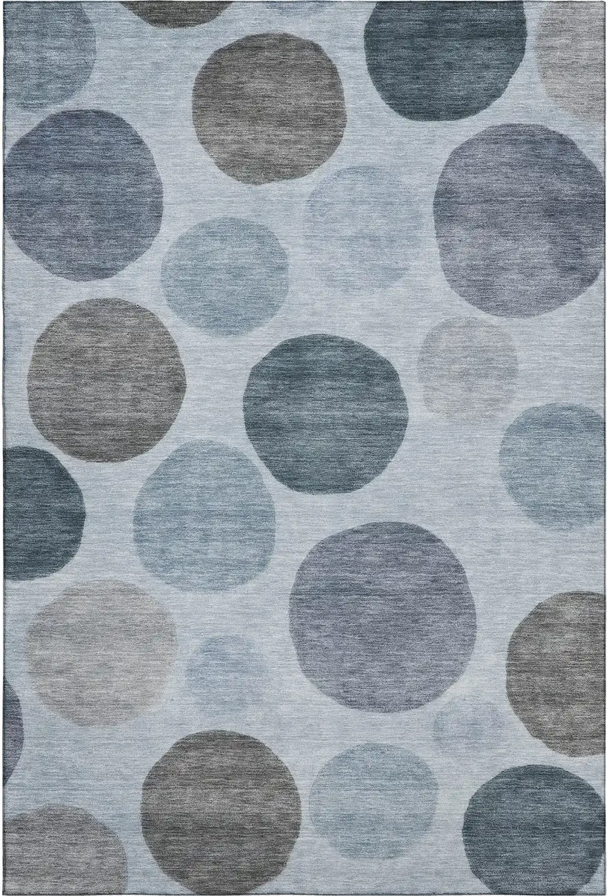 Blue And Gray Geometric Washable Area Rug With UV Protection Photo 1
