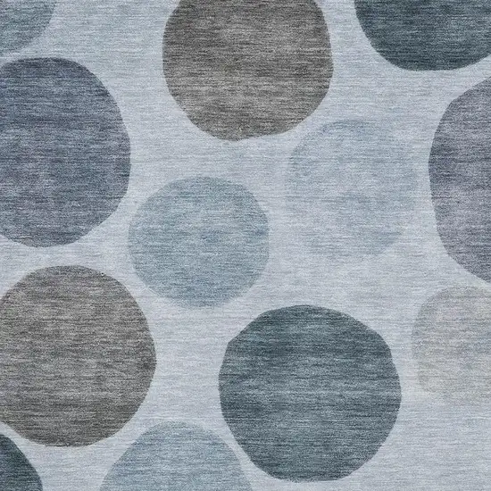 Blue And Gray Geometric Washable Area Rug With UV Protection Photo 7