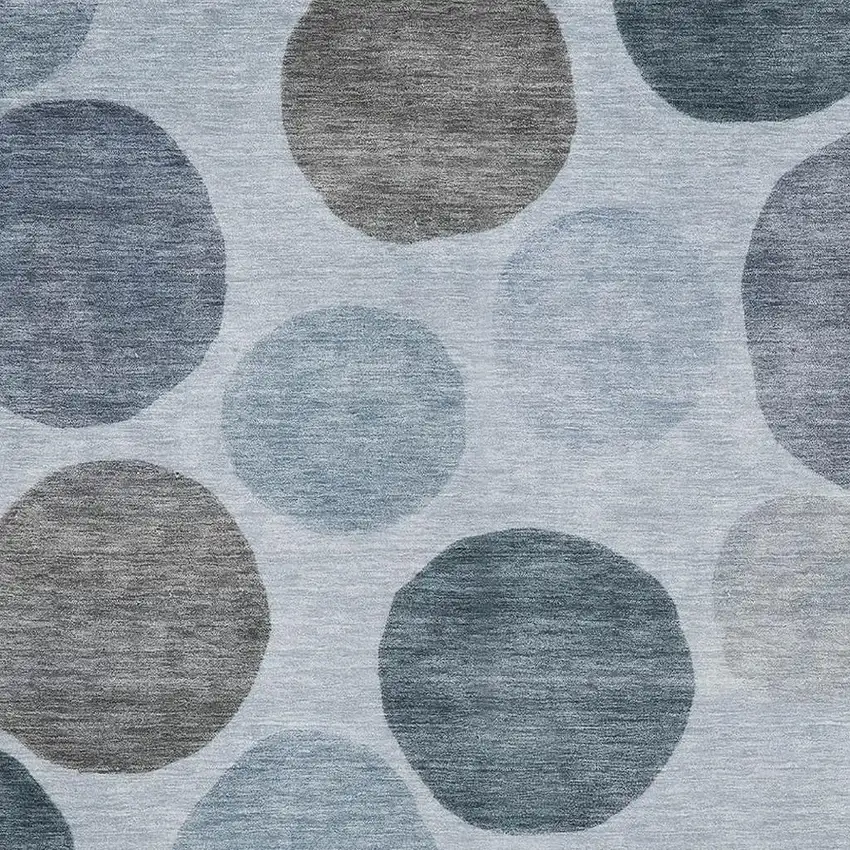 Blue And Gray Geometric Washable Area Rug With UV Protection Photo 7