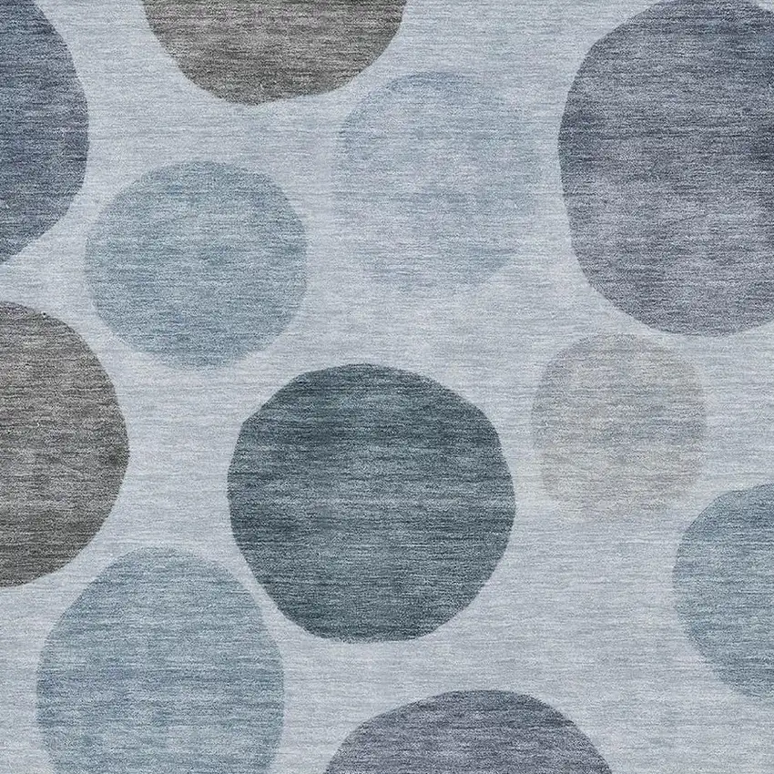 Blue And Gray Geometric Washable Area Rug With UV Protection Photo 3