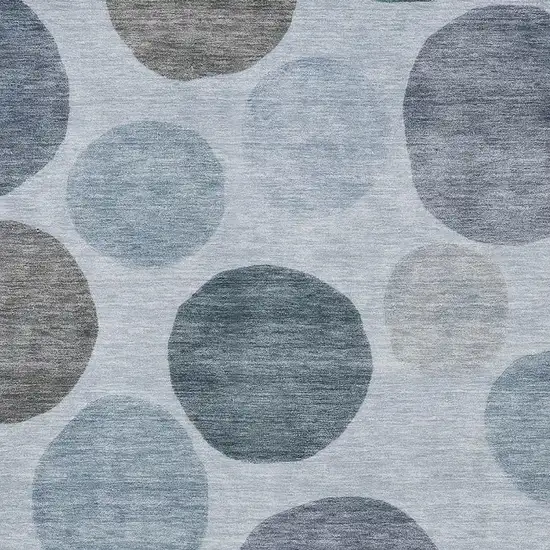 Blue And Gray Geometric Washable Area Rug With UV Protection Photo 7