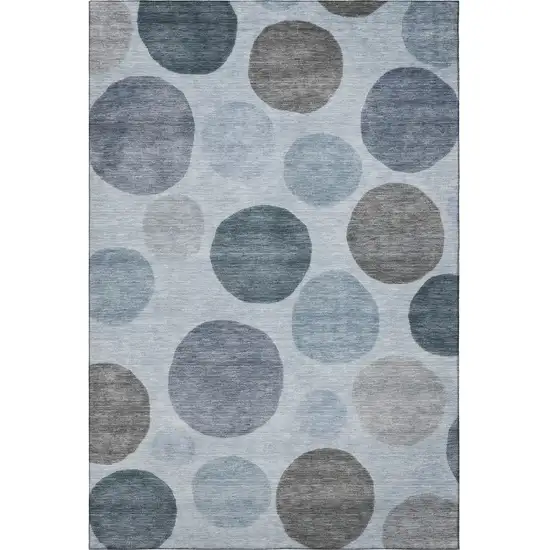 Blue And Gray Geometric Washable Area Rug With UV Protection Photo 4