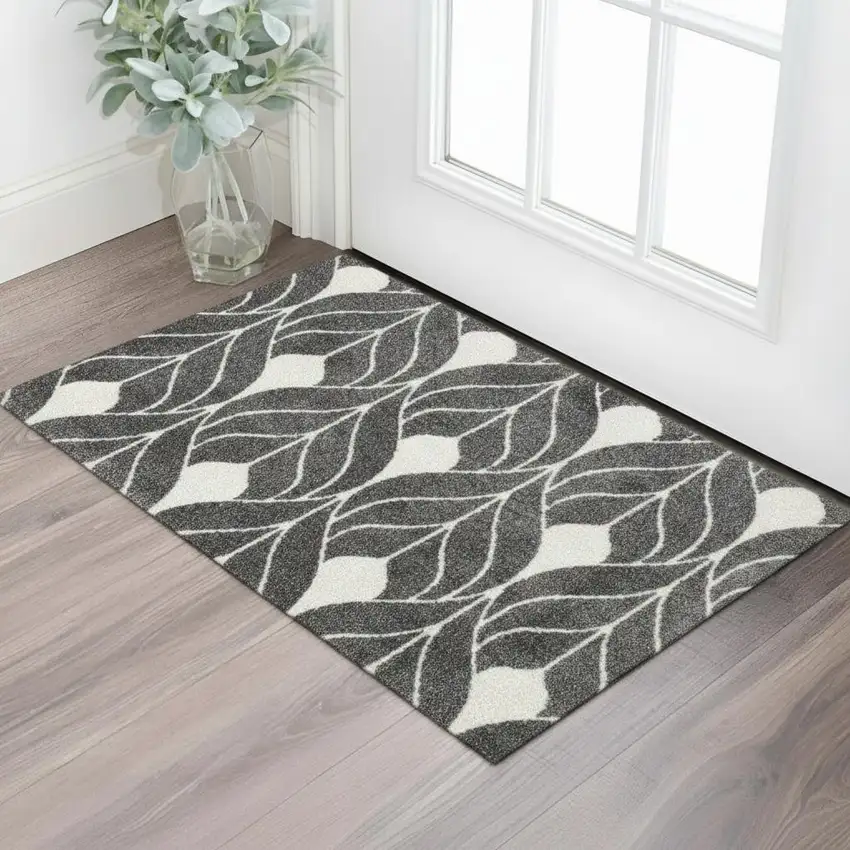 Blue And Gray Geometric Washable Area Rug With UV Protection Photo 1