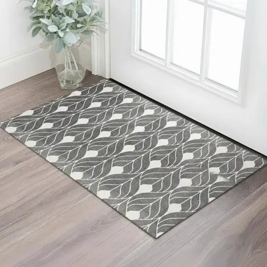 Blue And Gray Geometric Washable Area Rug With UV Protection Photo 1