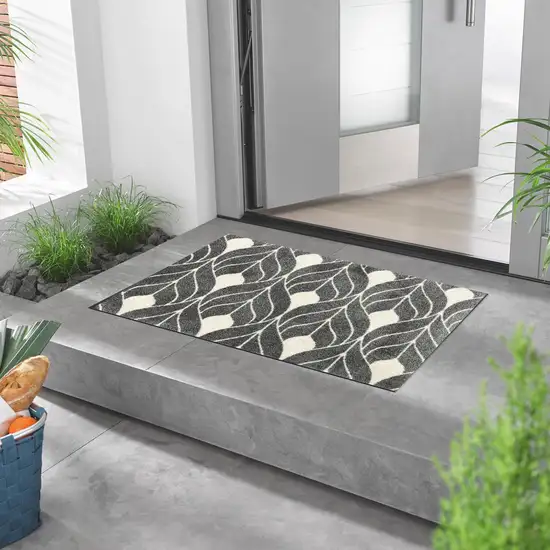 Blue And Gray Geometric Washable Area Rug With UV Protection Photo 5