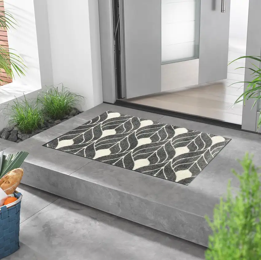 Blue And Gray Geometric Washable Area Rug With UV Protection Photo 5