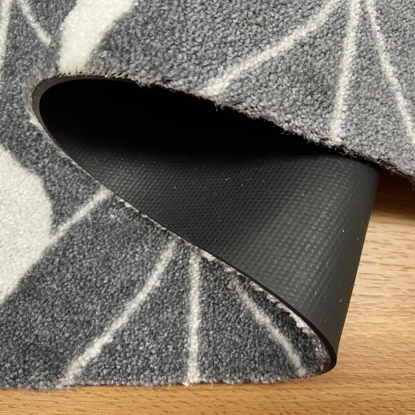 Blue And Gray Geometric Washable Area Rug With UV Protection Photo 6