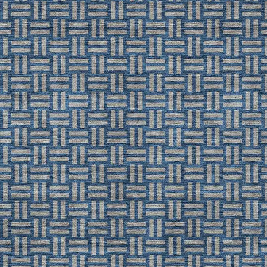 Blue And Gray Geometric Washable Indoor Outdoor Area Rug Photo 6