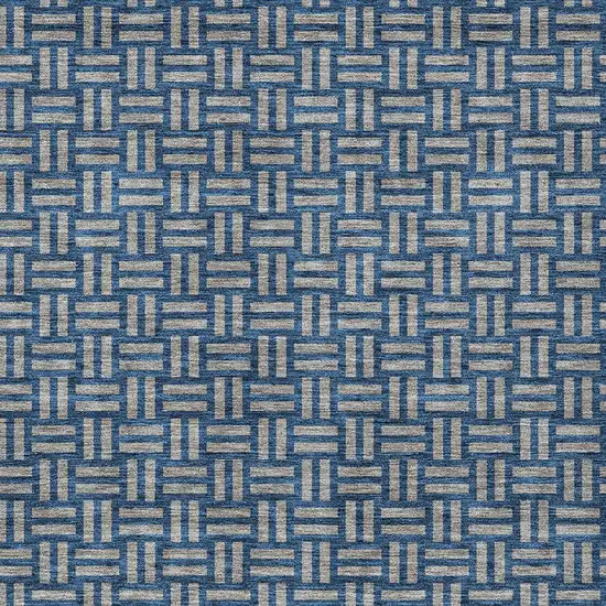 Blue And Gray Geometric Washable Indoor Outdoor Area Rug Photo 6